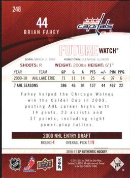 2010-11 SP Authentic #248 Brian Fahey Back