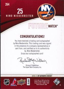 2010-11 SP Authentic #264 Nino Niederreiter Back