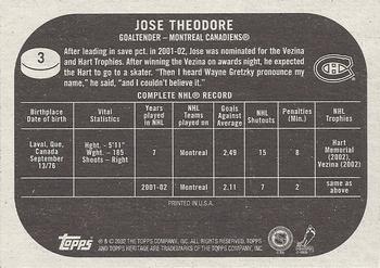 2002-03 Topps Heritage #3 Jose Theodore Back