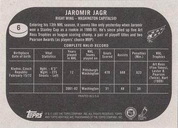 2002-03 Topps Heritage #6 Jaromir Jagr Back
