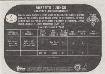 2002-03 Topps Heritage #8 Roberto Luongo Back