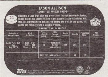 2002-03 Topps Heritage #24 Jason Allison Back