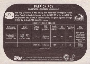 2002-03 Topps Heritage #27 Patrick Roy Back