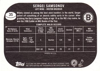 2002-03 Topps Heritage #35 Sergei Samsonov Back