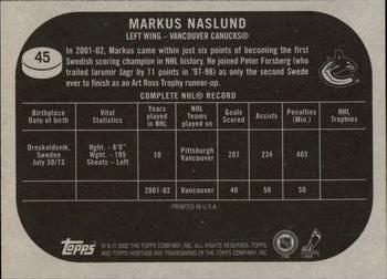 2002-03 Topps Heritage #45 Markus Naslund Back