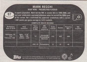 2002-03 Topps Heritage #67 Mark Recchi Back