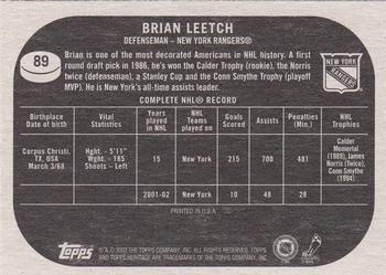 2002-03 Topps Heritage #89 Brian Leetch Back