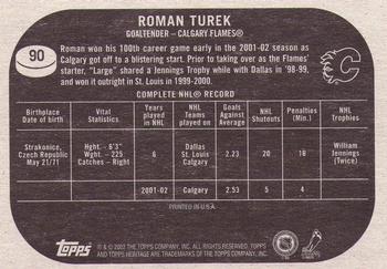2002-03 Topps Heritage #90 Roman Turek Back