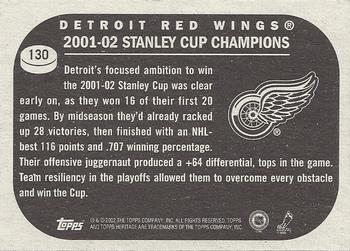 2002-03 Topps Heritage #130 Stanley Cup Champions Back