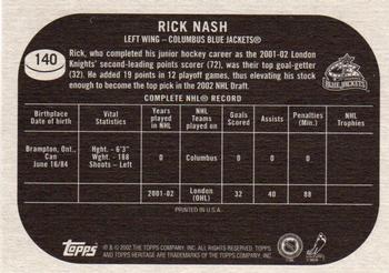 2002-03 Topps Heritage #140 Rick Nash Back