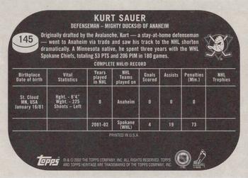 2002-03 Topps Heritage #145 Kurt Sauer Back