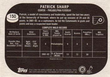 2002-03 Topps Heritage #150 Patrick Sharp Back