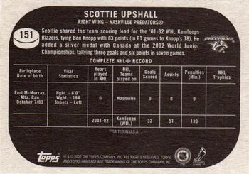 2002-03 Topps Heritage #151 Scottie Upshall Back