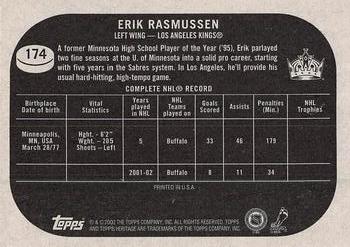2002-03 Topps Heritage #174 Erik Rasmussen Back
