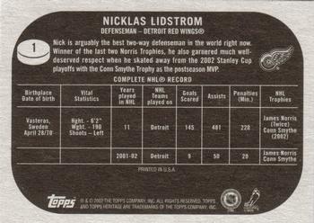 2002-03 Topps Heritage #1 Nicklas Lidstrom Back
