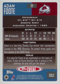 2002-03 Topps Total #22 Adam Foote Back
