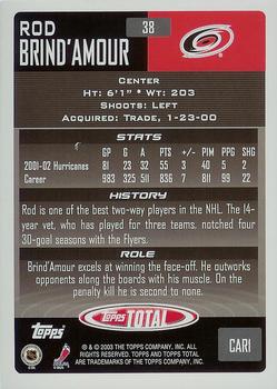 2002-03 Topps Total #38 Rod Brind'Amour Back