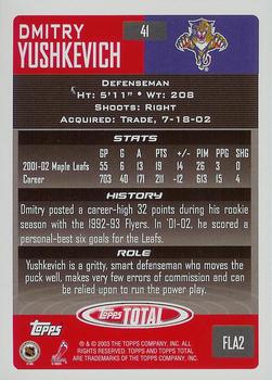 2002-03 Topps Total #41 Dimitri Yushkevich Back