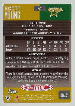 2002-03 Topps Total #44 Scott Young Back
