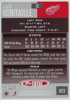 2002-03 Topps Total #52 Luc Robitaille Back