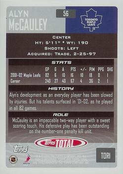 2002-03 Topps Total #56 Alyn McCauley Back