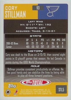 2002-03 Topps Total #93 Cory Stillman Back