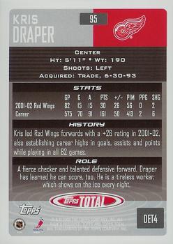 2002-03 Topps Total #95 Kris Draper Back