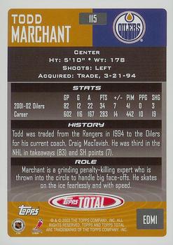 2002-03 Topps Total #115 Todd Marchant Back