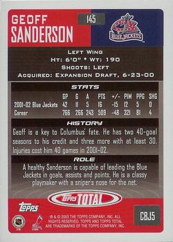 2002-03 Topps Total #145 Geoff Sanderson Back