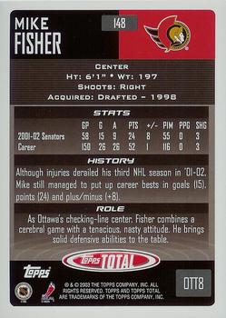 2002-03 Topps Total #148 Mike Fisher Back