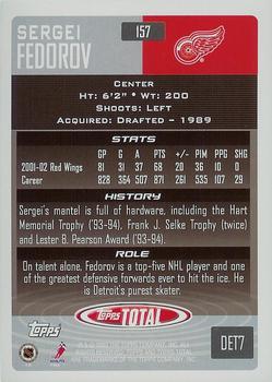 2002-03 Topps Total #157 Sergei Fedorov Back