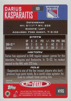 2002-03 Topps Total #169 Darius Kasparaitis Back