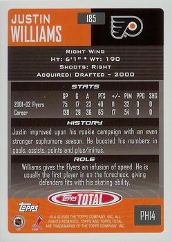 2002-03 Topps Total #185 Justin Williams Back