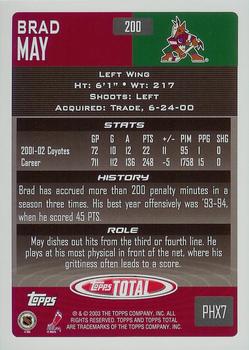 2002-03 Topps Total #200 Brad May Back