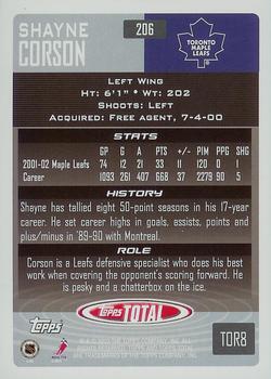 2002-03 Topps Total #206 Shayne Corson Back