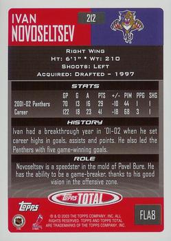 2002-03 Topps Total #212 Ivan Novoseltsev Back