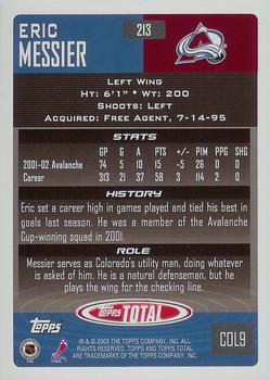 2002-03 Topps Total #213 Eric Messier Back