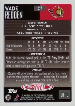 2002-03 Topps Total #217 Wade Redden Back