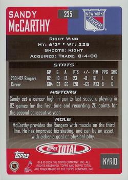 2002-03 Topps Total #235 Sandy McCarthy Back