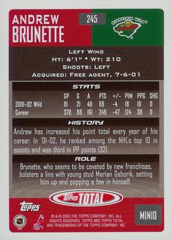 2002-03 Topps Total #245 Andrew Brunette Back