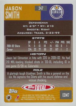 2002-03 Topps Total #247 Jason Smith Back
