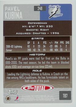 2002-03 Topps Total #249 Pavel Kubina Back