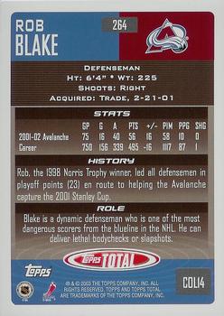 2002-03 Topps Total #264 Rob Blake Back