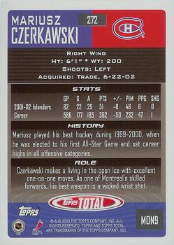 2002-03 Topps Total #272 Mariusz Czerkawski Back