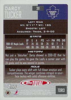 2002-03 Topps Total #311 Darcy Tucker Back