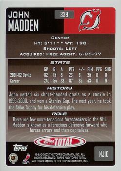2002-03 Topps Total #339 John Madden Back