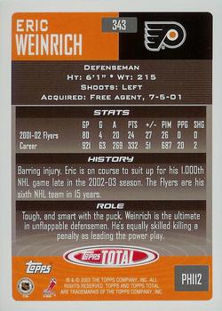 2002-03 Topps Total #343 Eric Weinrich Back