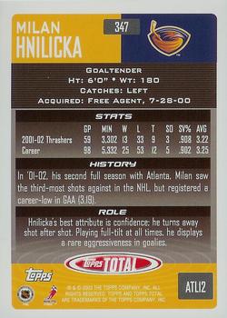 2002-03 Topps Total #347 Milan Hnilicka Back