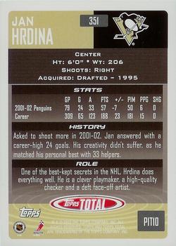 2002-03 Topps Total #351 Jan Hrdina Back
