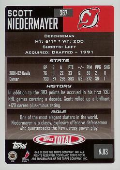 2002-03 Topps Total #367 Scott Niedermayer Back